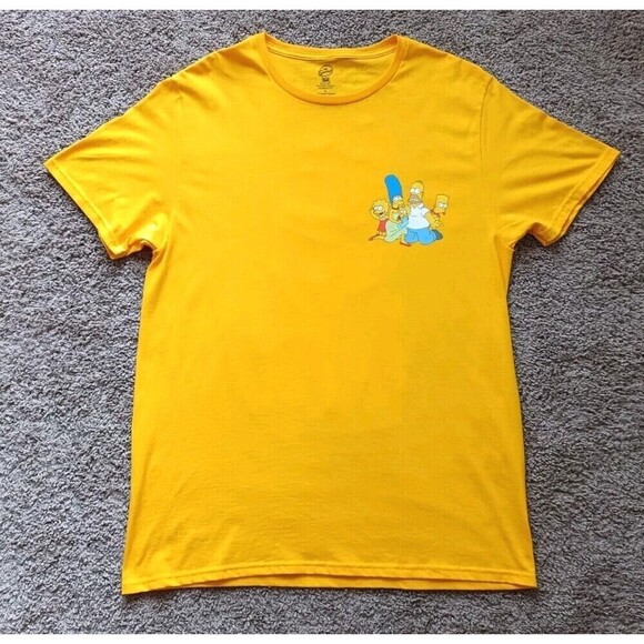 The Simpsons T-Shirt Men's Size Large Double Graphic Yellow Short Sleeve - Picture 2 of 9